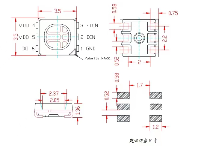 幻彩灯珠芯片引脚常见的英文缩写都有什么含义？