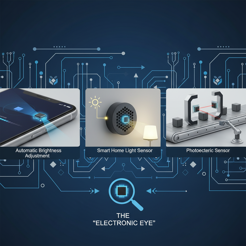 日常电子设备中贴片光敏二极管的应用场景：智能手机屏幕亮度自动调节、智能家居光线感应器和工业自动化光电传感器。