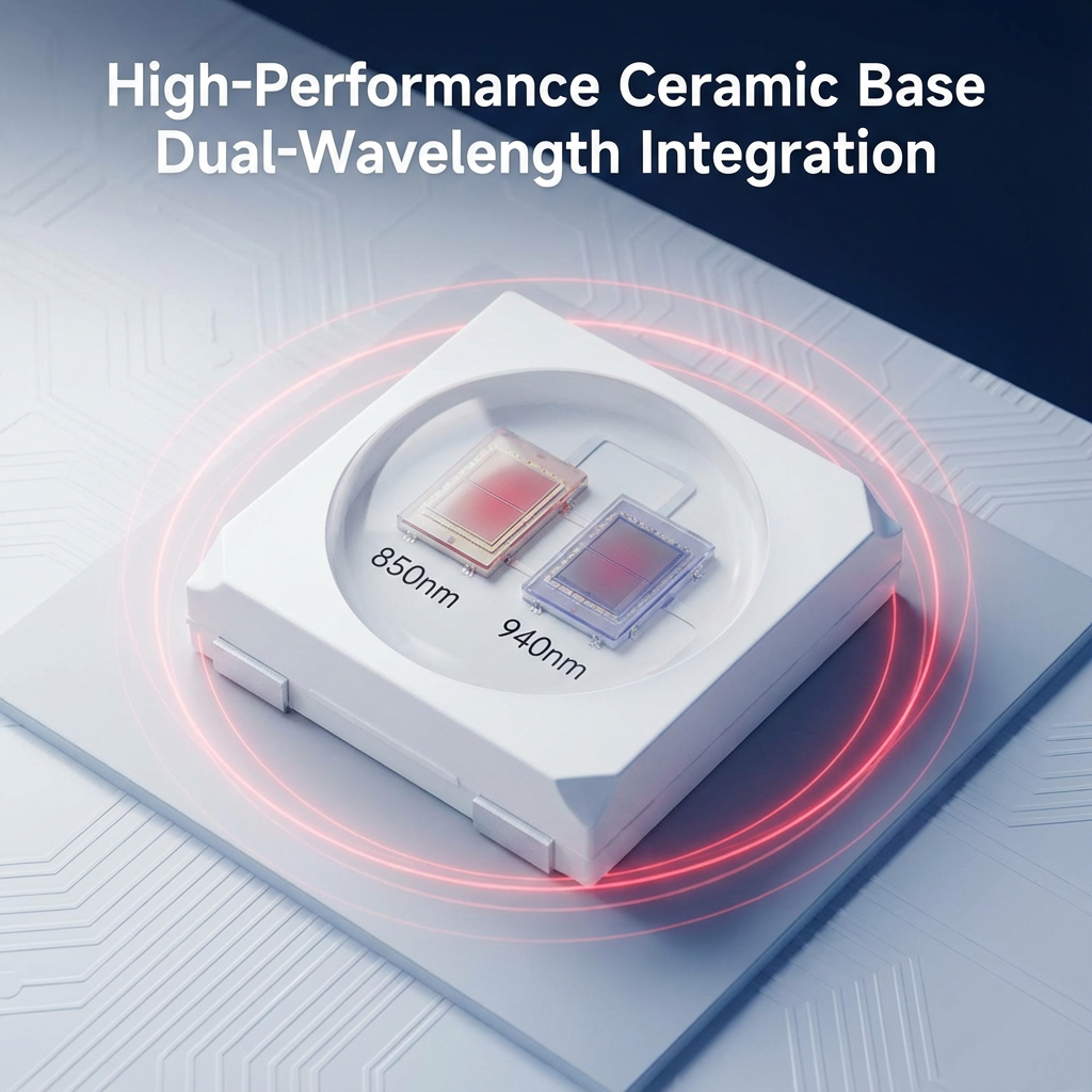 5050陶瓷双色红外LED：医美设备的核心光源，采用陶瓷基板实现高效散热和双波长（850nm与940nm）精准光疗，具备高性能和长寿命特性。