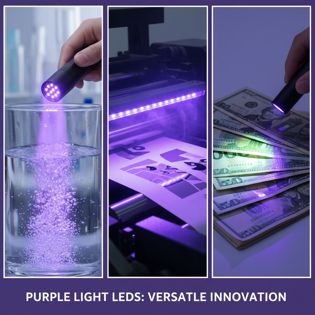 紫光LED在水净化、工业UV固化和钞票防伪检测中的多场景应用,展现其功能多样性。