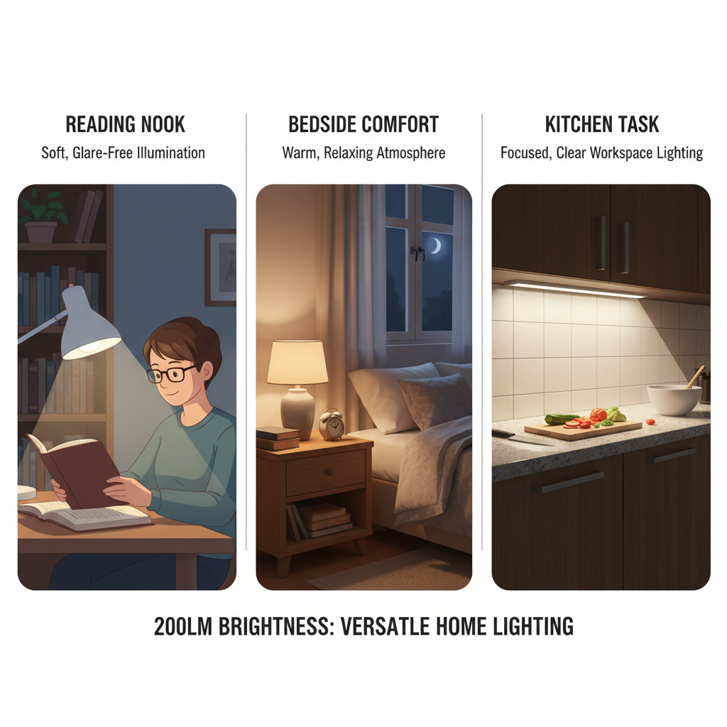 200lm亮度灯珠在书桌、床头、橱柜下的局部照明应用