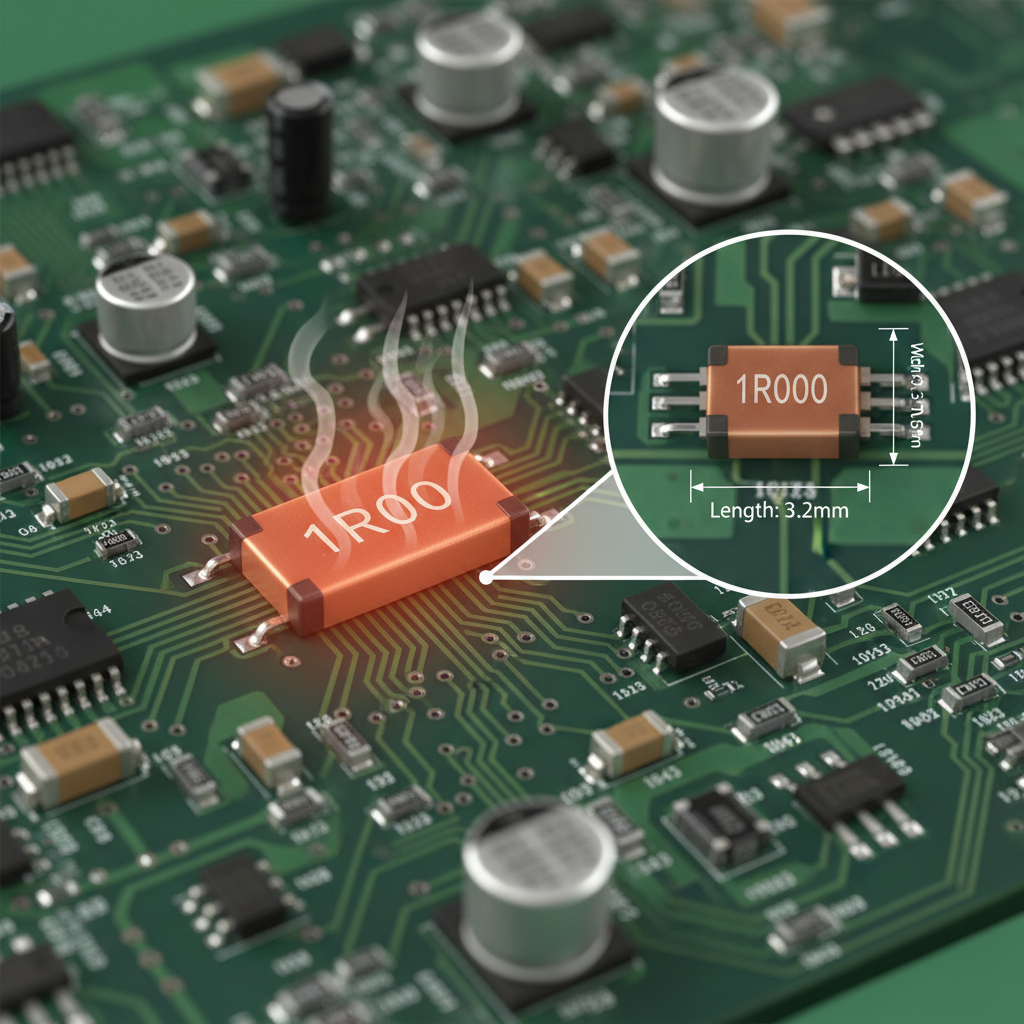 一张电路板上的1210封装电阻尺寸图,清晰标注了长、宽等关键尺寸