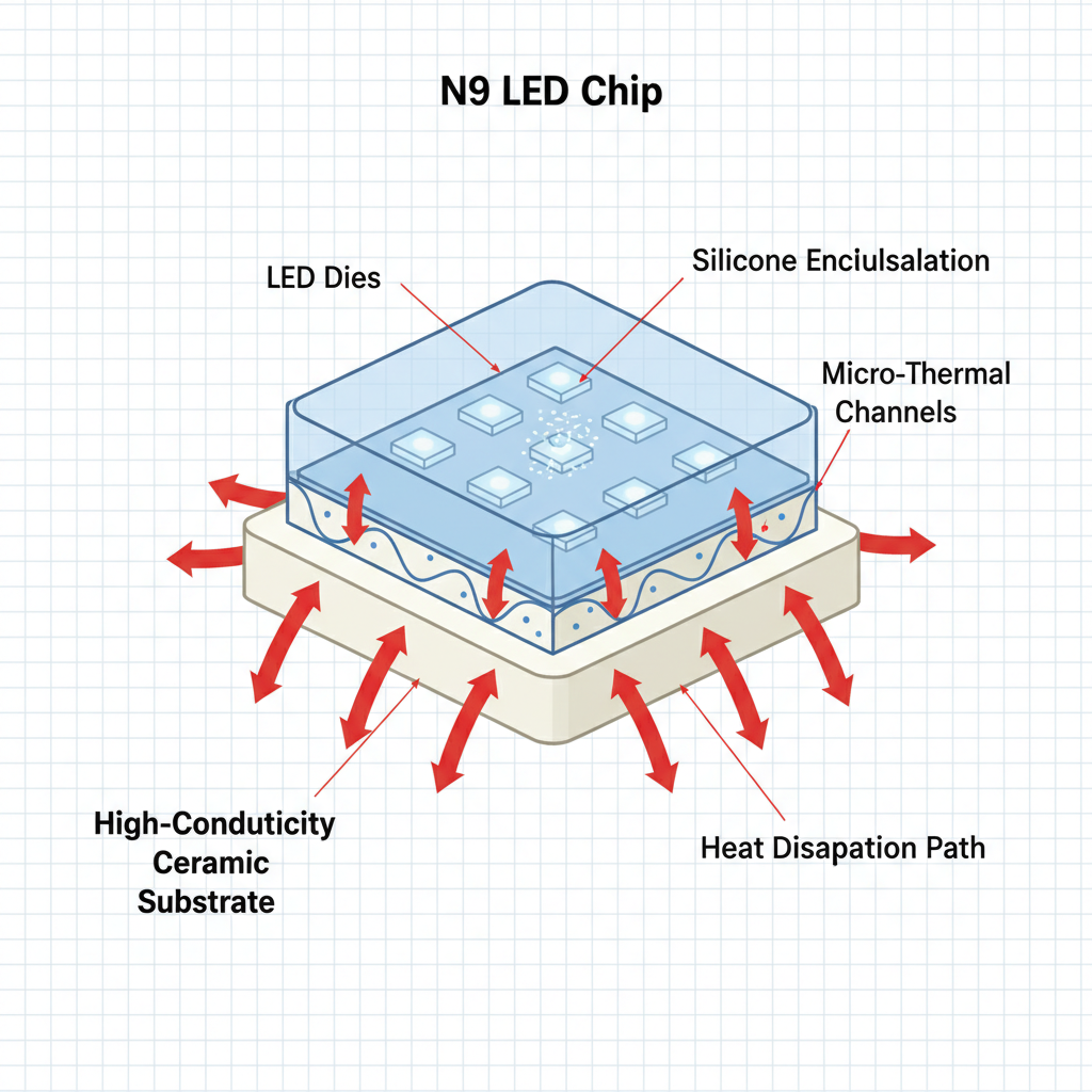 N9 LED灯珠先进热管理系统特写剖面图