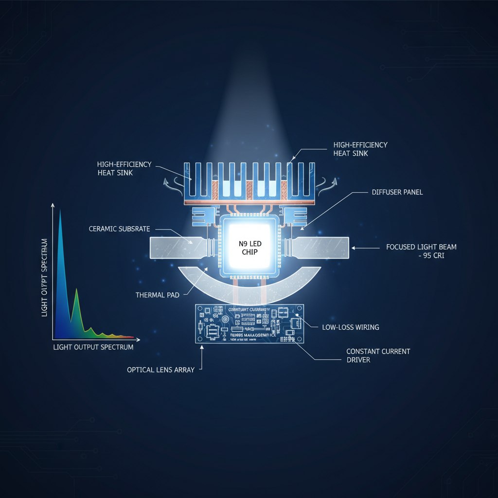 N9 LED灯珠发光原理与高效散热系统剖面图