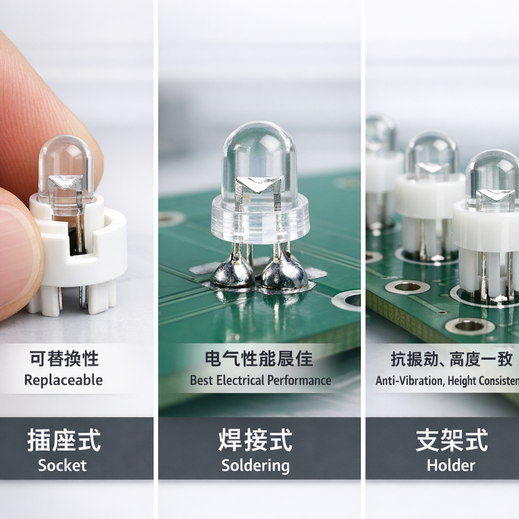 LED直插灯珠固定方式对比：插座式、焊接式、支架式