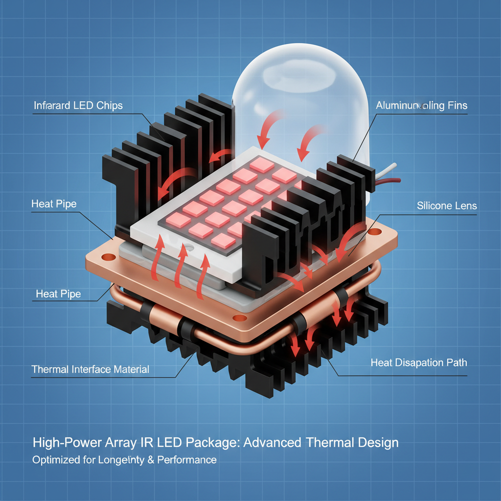 大功率阵列式红外LED灯珠封装剖面散热设计图