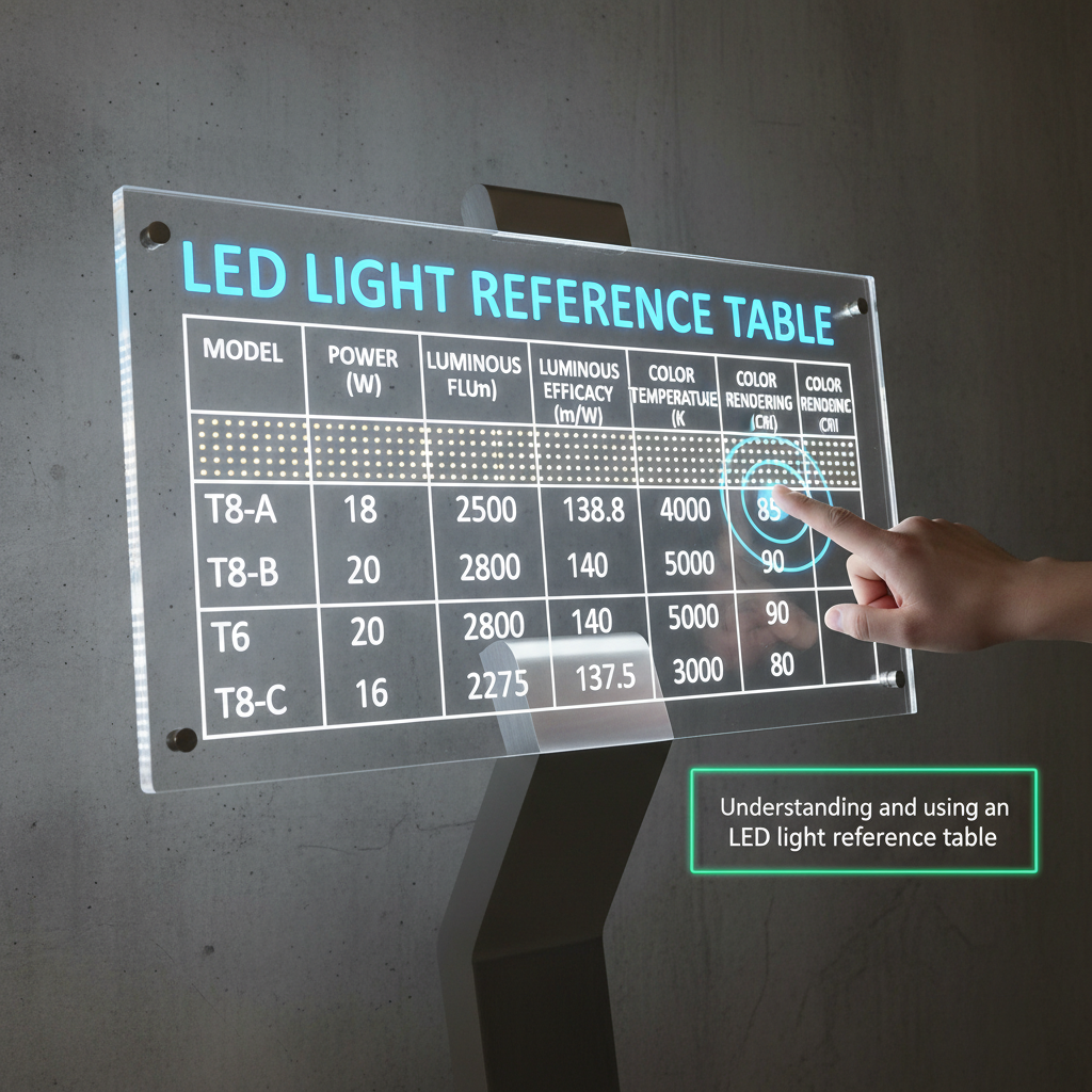 了解并使用LED灯参考表。