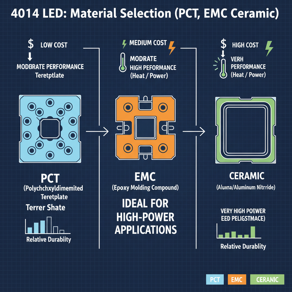 4014 LED: 材料选择 (PCT, EMC, 陶瓷)