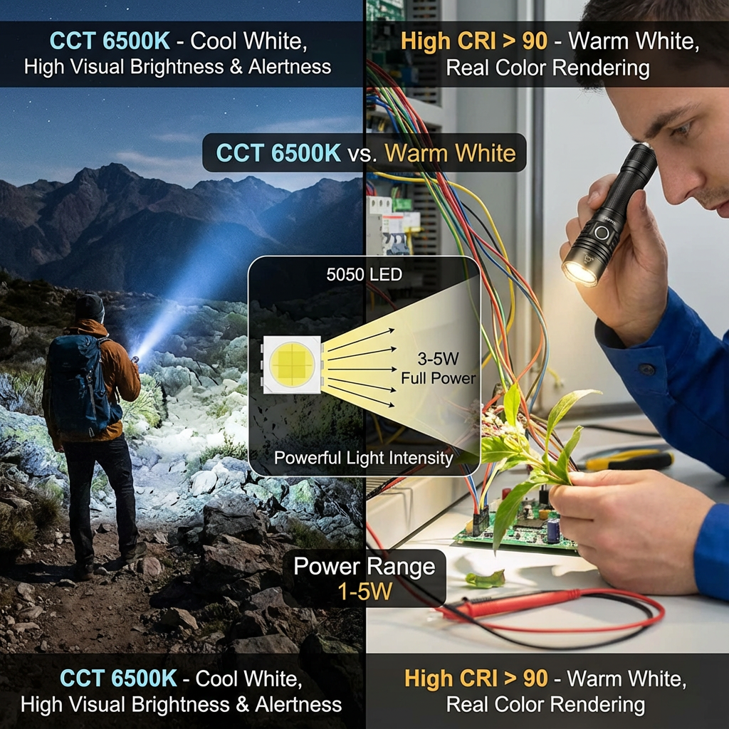 5050陶瓷高亮手电筒LED灯珠深度解析：技术规格、性能与应用场景