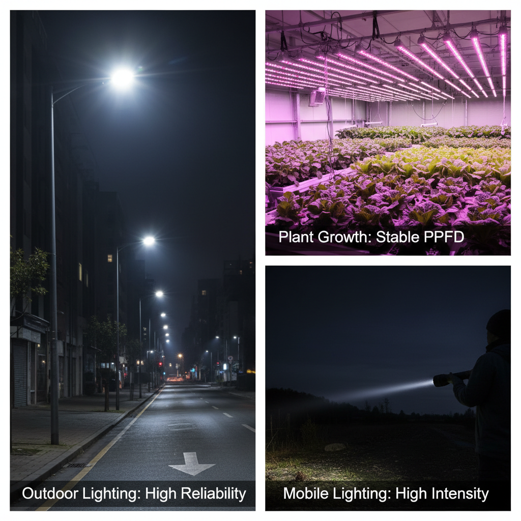 3535陶瓷灯珠在户外照明、植物生长和移动照明中的应用场景拼贴图