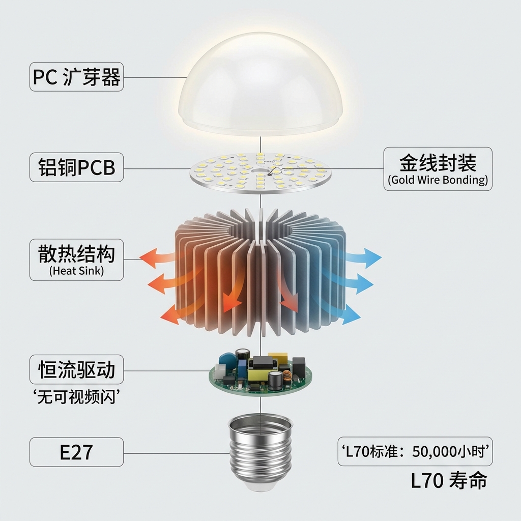 LED灯泡规格全解析：功率、亮度、色温与CRI技术详解
