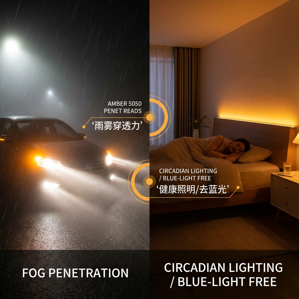 琥珀色5050灯珠完全指南：技术参数、材料特性与应用解析 (2026)