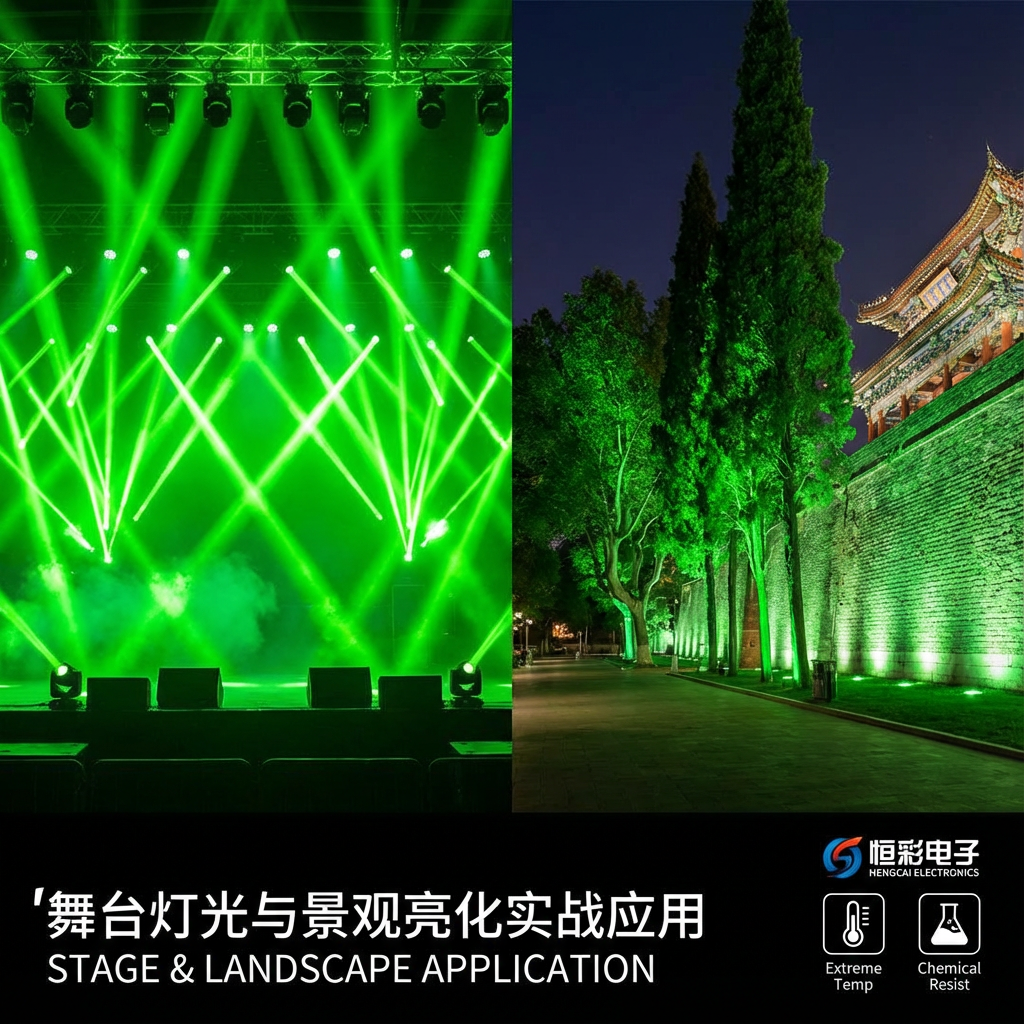 5050陶瓷灯珠深度解析：12W高亮绿光在舞台与景观照明中的技术应用