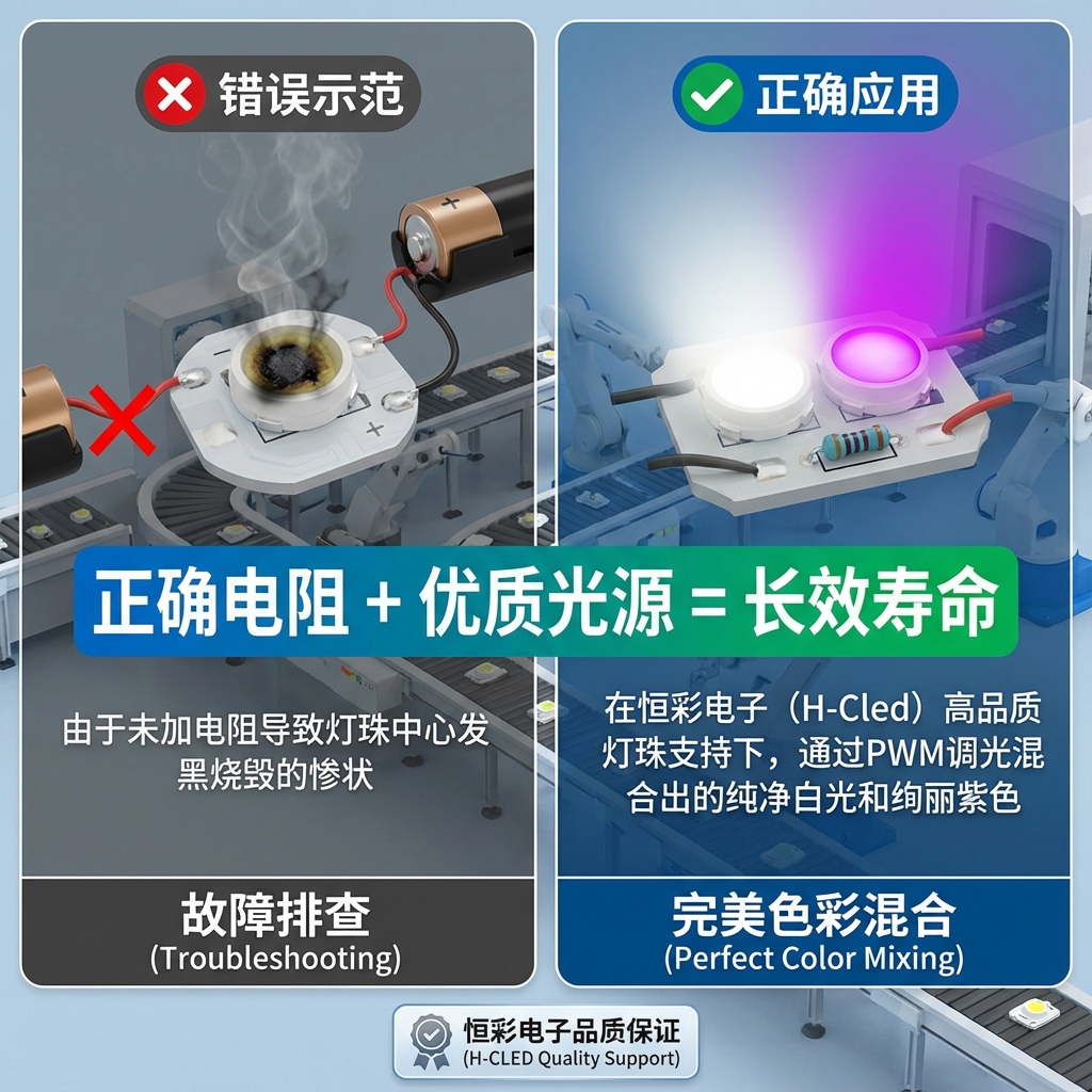 5V供电5050RGB6脚LED灯电路图终极指南：从接线到电阻计算