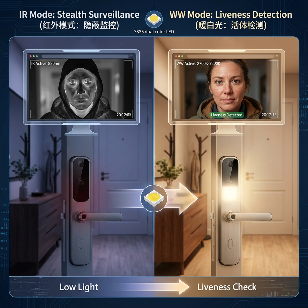 生物识别监控专用：3535双色LED灯珠（暖白光+850nm）技术详解与应用指南