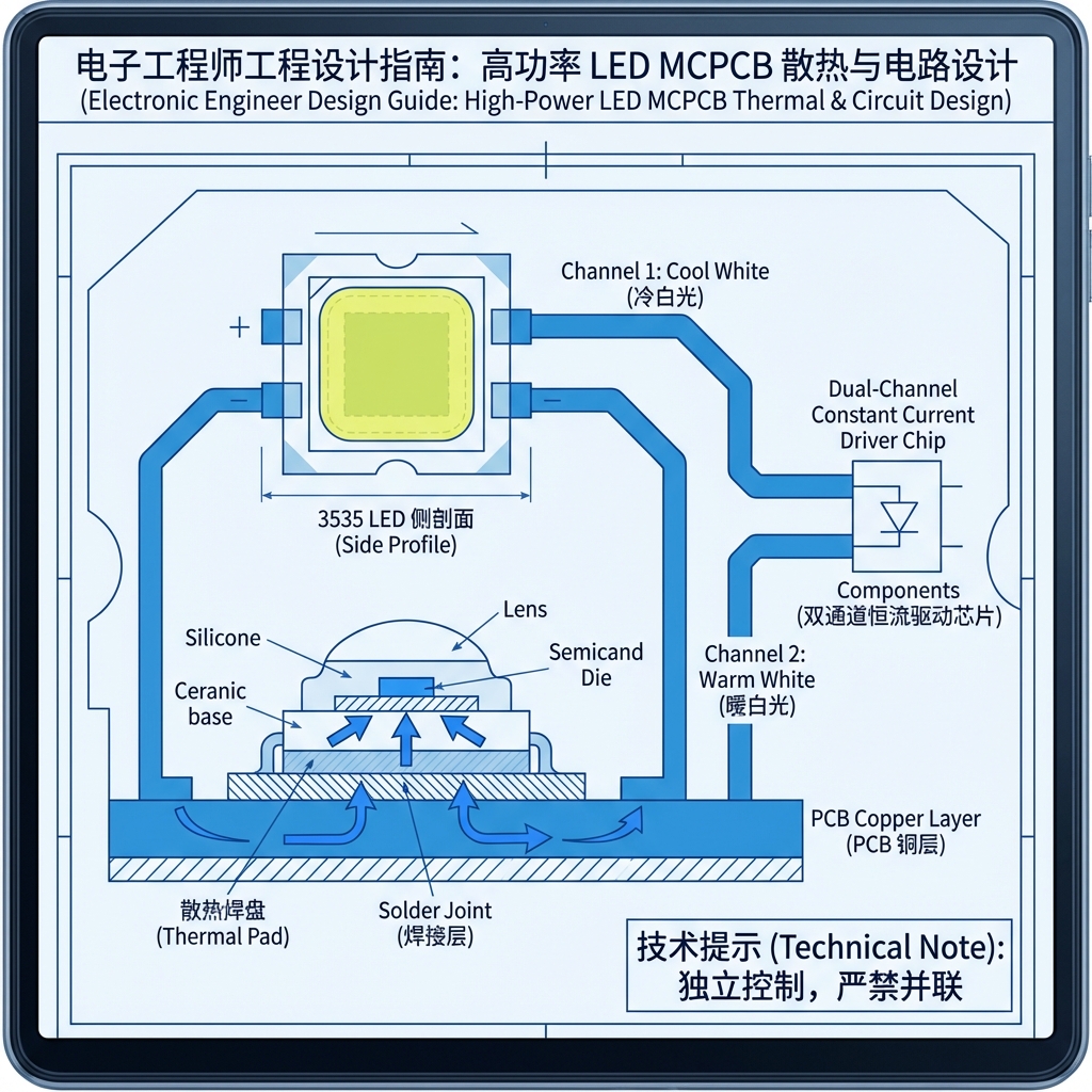 3535陶瓷正白暖白双色温LED灯珠详解：材料特性、封装优势与应用指南