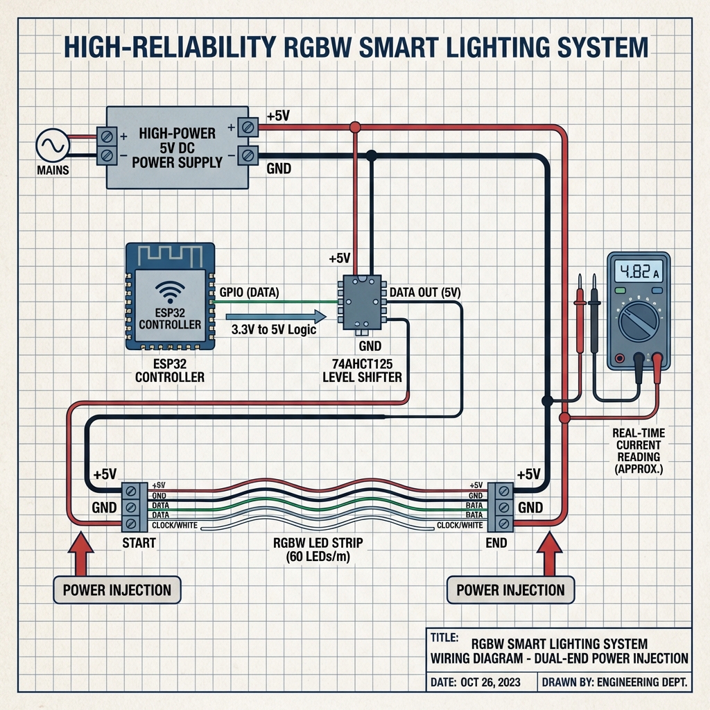 FastLED 驱动 SK6812 RGBW 灯带全指南：协议解析与工程实现