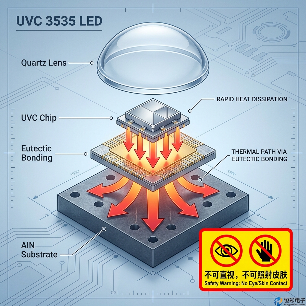 单色 UVC 3535 LED灯珠详解：254nm/275nm 技术参数、光功率与杀菌原理