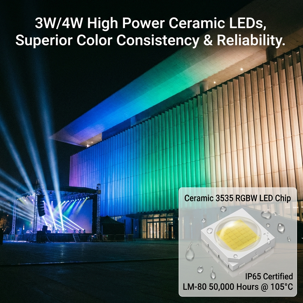 陶瓷RGB/RGBW灯珠详解：3W/4W高功率封装技术、散热材料与光学特性解析 (2026)