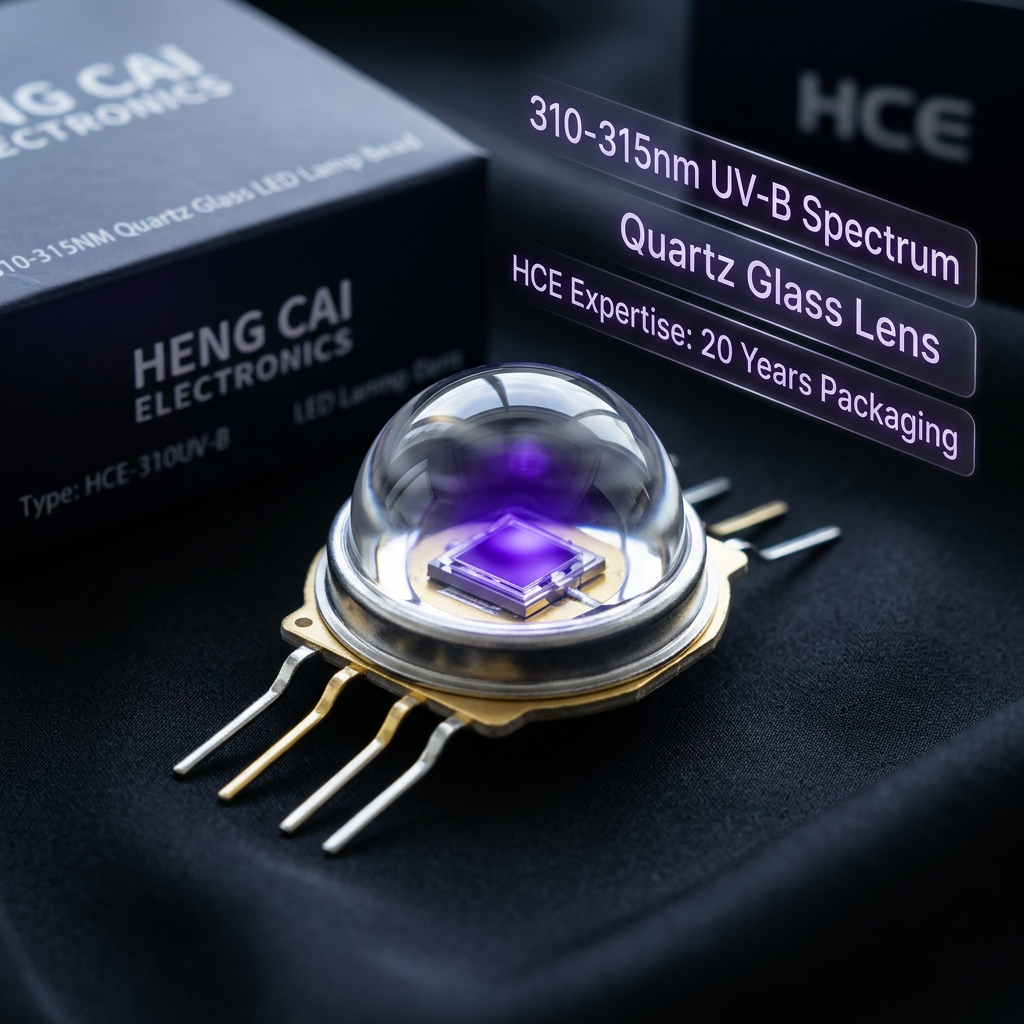 恒彩电子紫光310-315NM石英玻璃LED灯珠产品特写