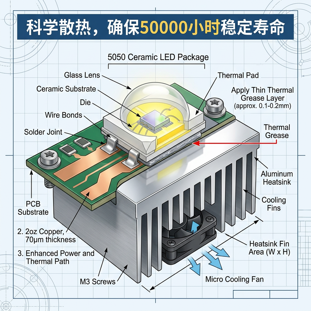 5050陶瓷LED灯珠6W3V紫光390NM仿T6，UV固化与验钞解决方案