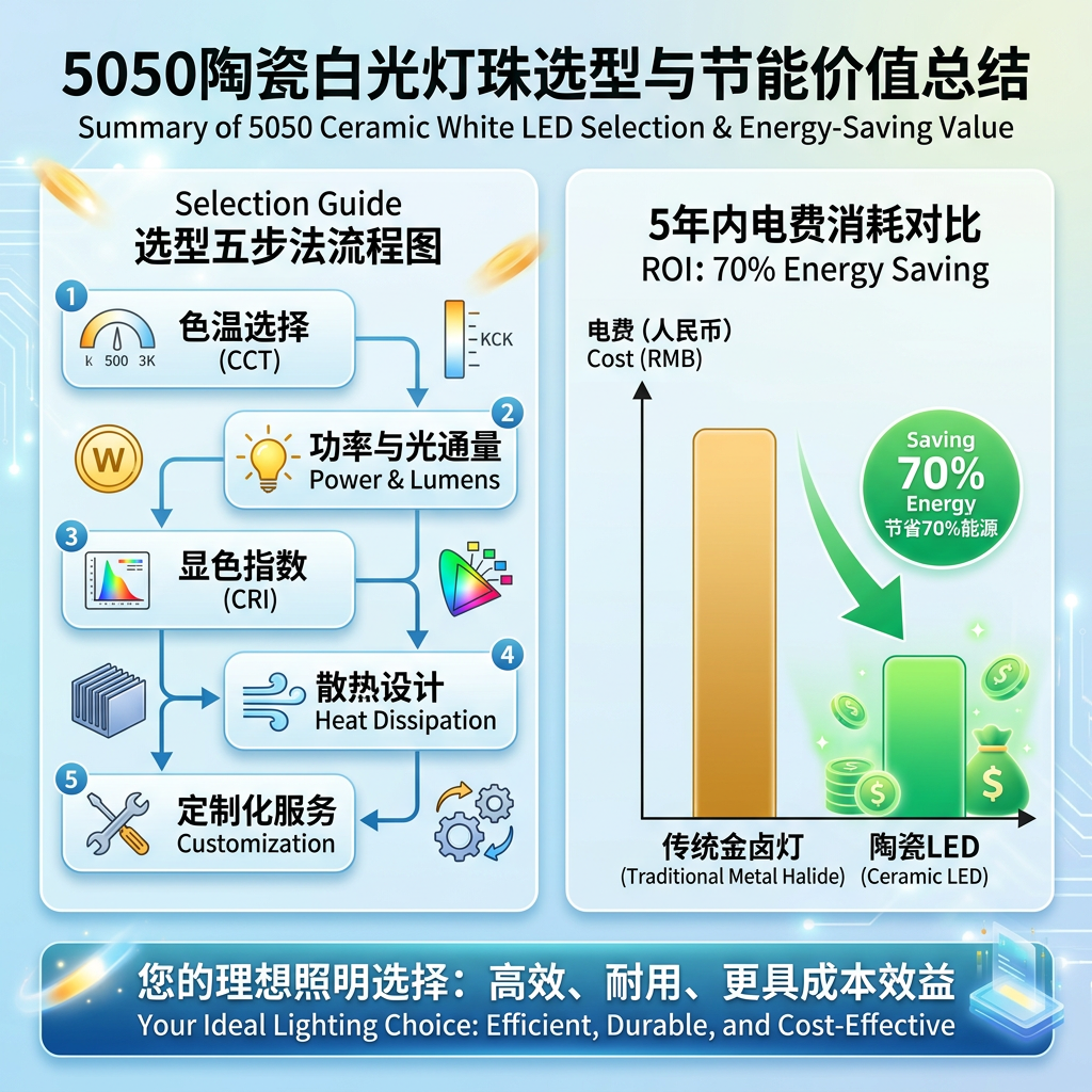 5050陶瓷白光灯珠完全指南：深入解析最新规格、核心优势、寿命与高效选型技巧