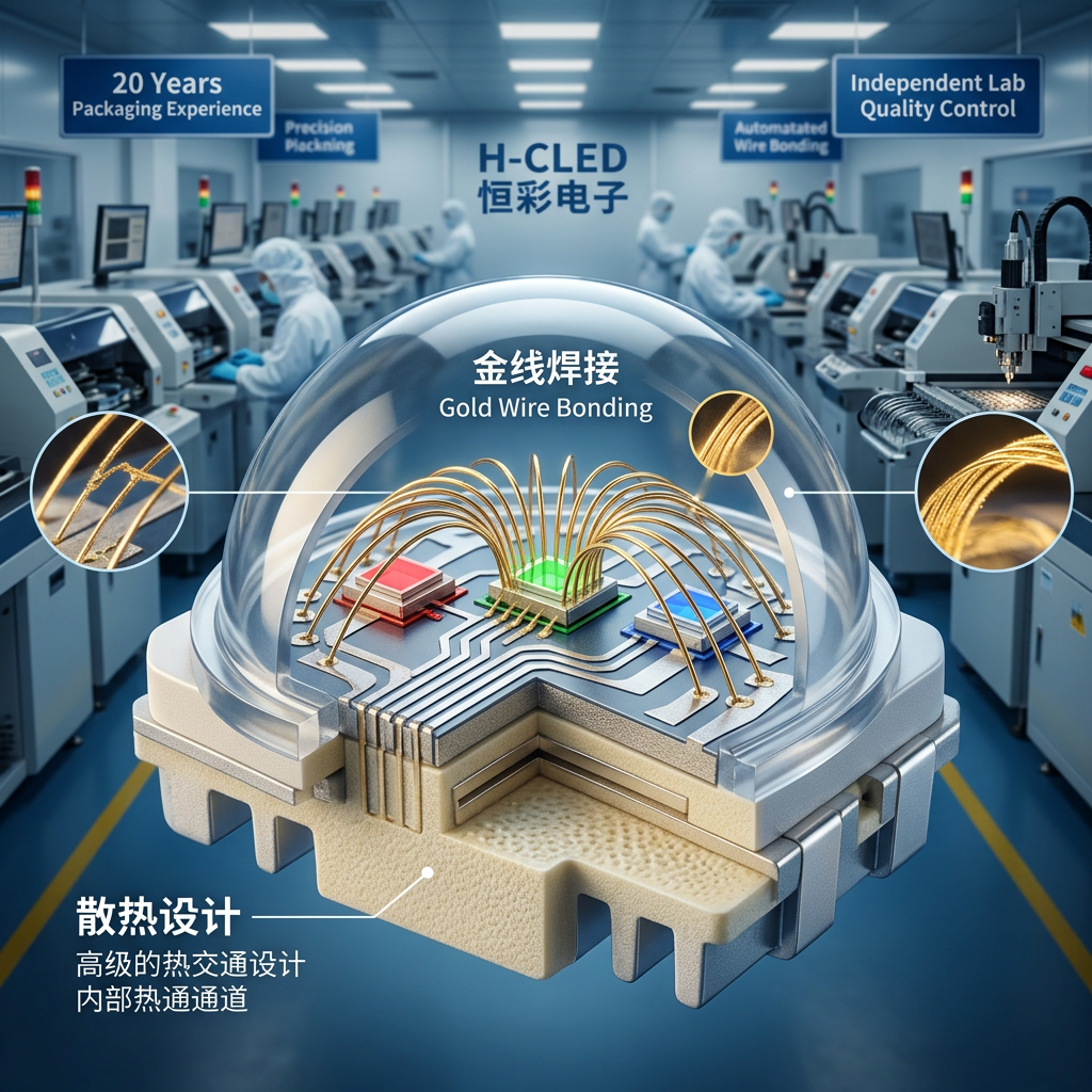 车规级RGB灯珠内部构造：99.99%纯金线连接与高散热陶瓷封装