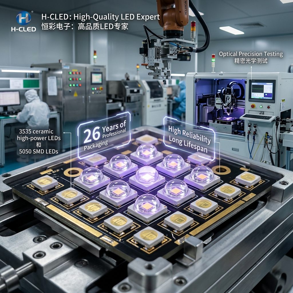 恒彩电子高品质LED灯珠系列：SMD贴片与陶瓷大功率灯珠，展现精密制造与光学测试