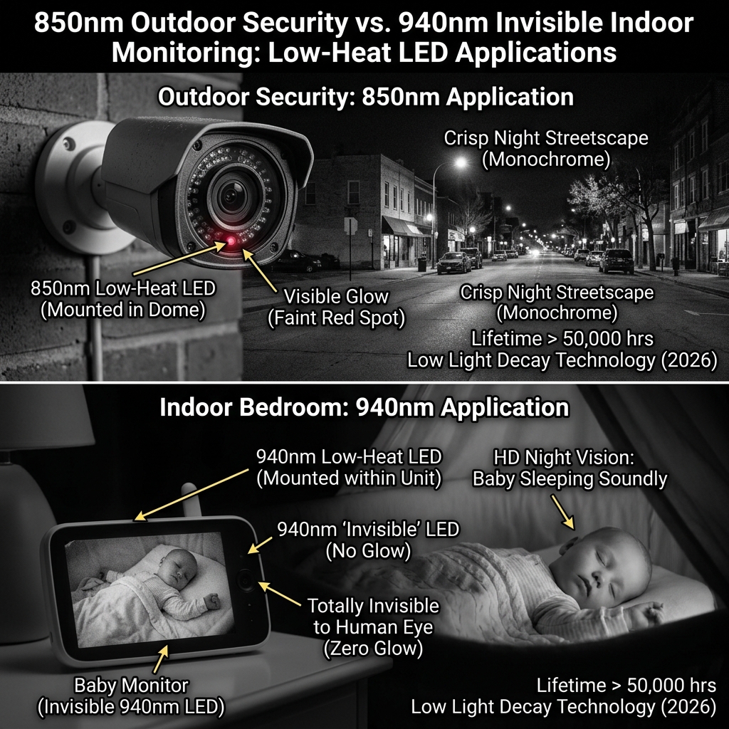 850nm低发热红外LED灯珠（户外安防场景）