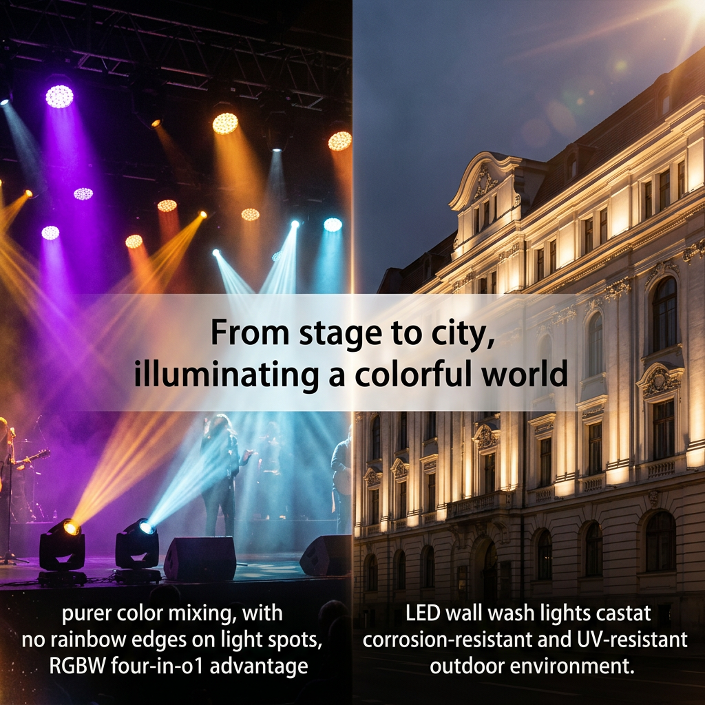 大功率陶瓷RGBW灯珠在舞台灯光和城市建筑亮化工程中的应用效果,呈现纯净色彩与耐久性