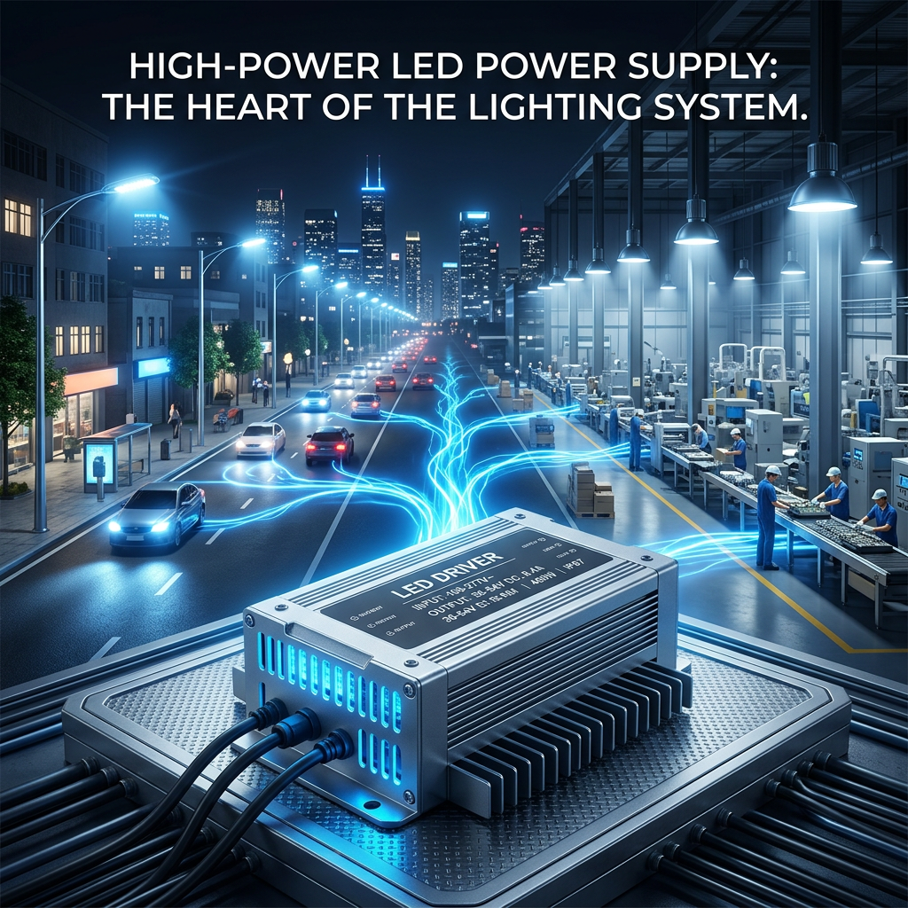 大功率LED电源是工业与路灯照明系统的核心，像心脏般为城市和工厂提供稳定能源