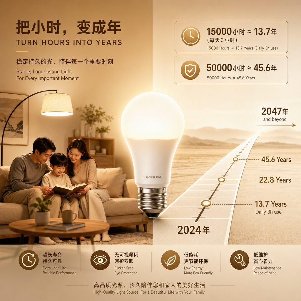 现代LED灯泡寿命：普通家用灯泡能用多少小时