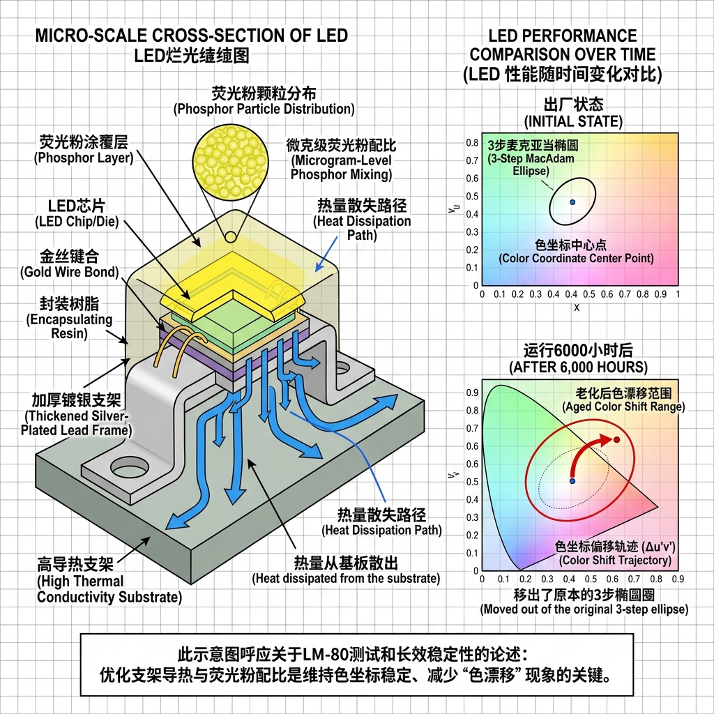 led封装中色区3步.4步.5步椭圆是什么意思？SDCM色差控制与选型指南