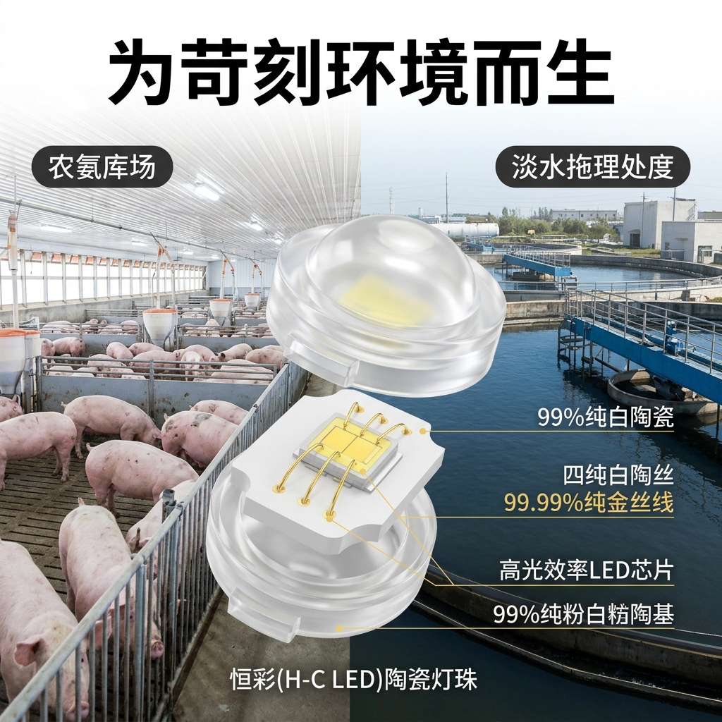 工厂养殖场LED硫化变黑？2026抗硫化陶瓷灯珠选型指南与原理解析