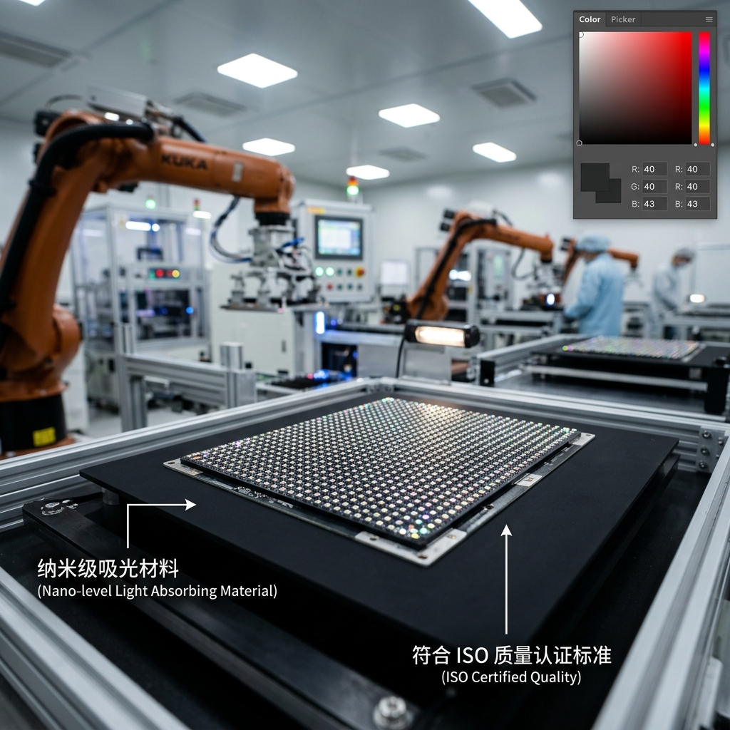 哑光黑RGB值揭秘：设计师与LED工业色彩指南，解决反光困扰，附HEX代码