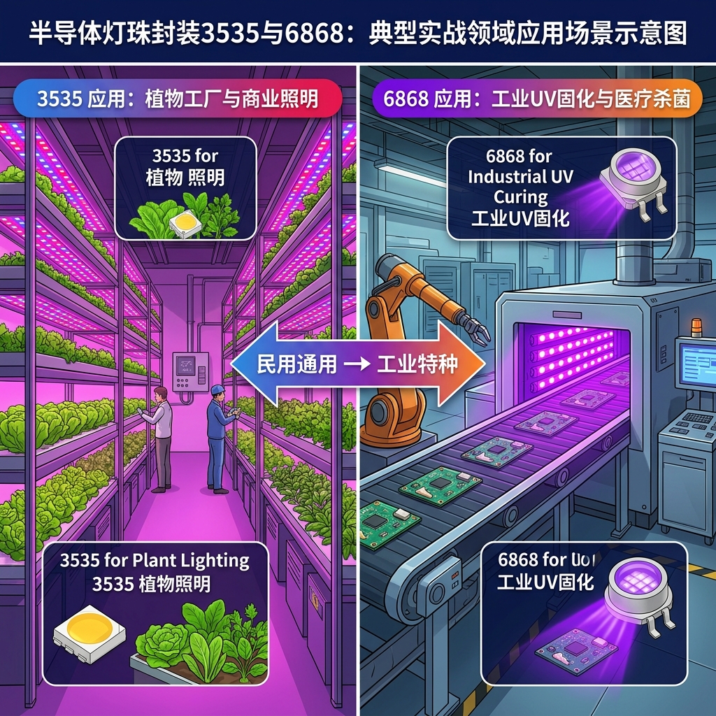 彻底搞懂半导体灯珠封装3535与6868：区别、应用与选型指南