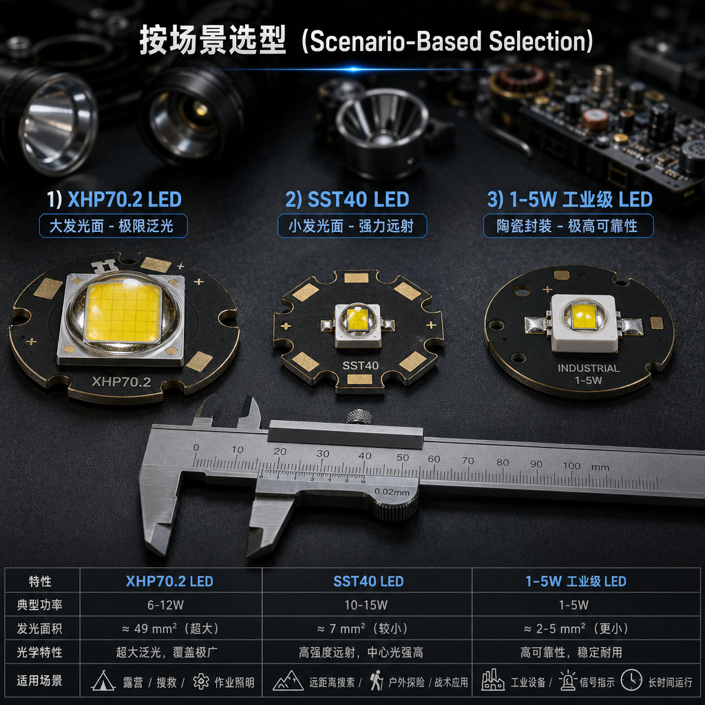 高亮度手电筒灯珠怎么选？亮度、远射与散热一次看懂