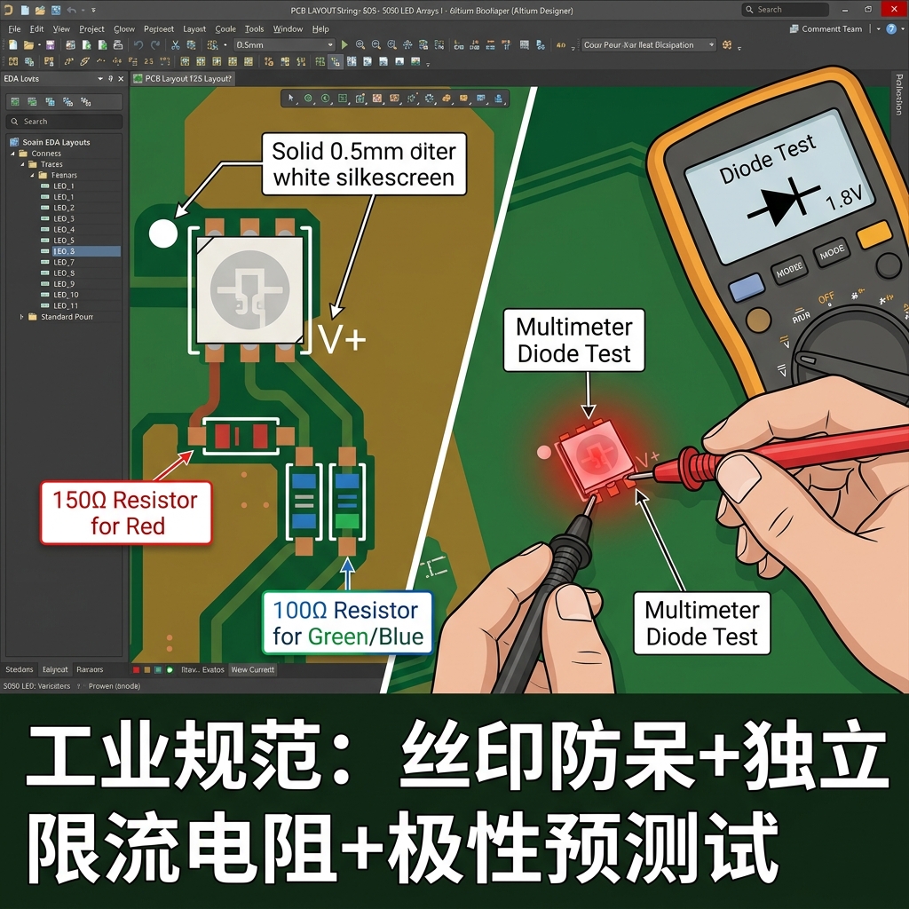掌握 rgb5050引脚顺序：4针/6针极性判断与PCB防烧毁指南