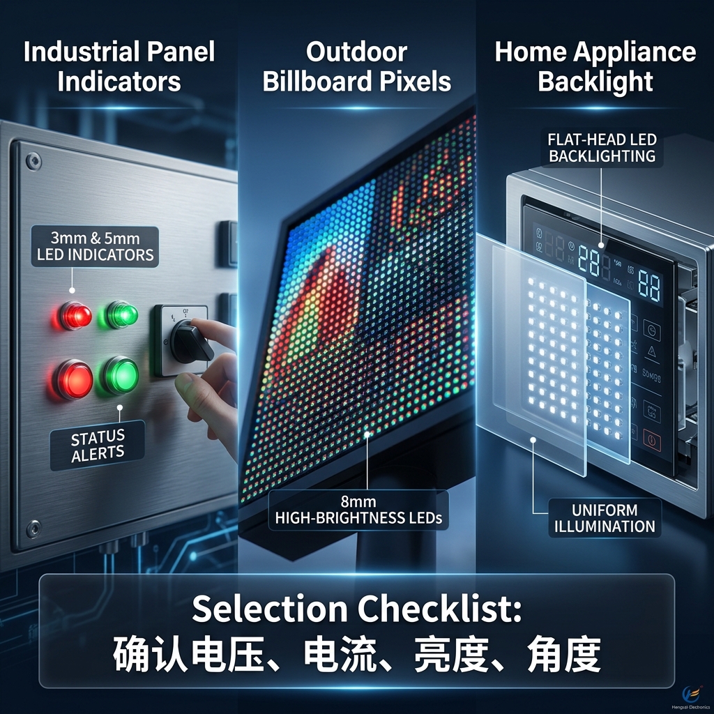 直插灯珠型号大全：3mm、5mm、8mm、10mm参数、区别与选型指南