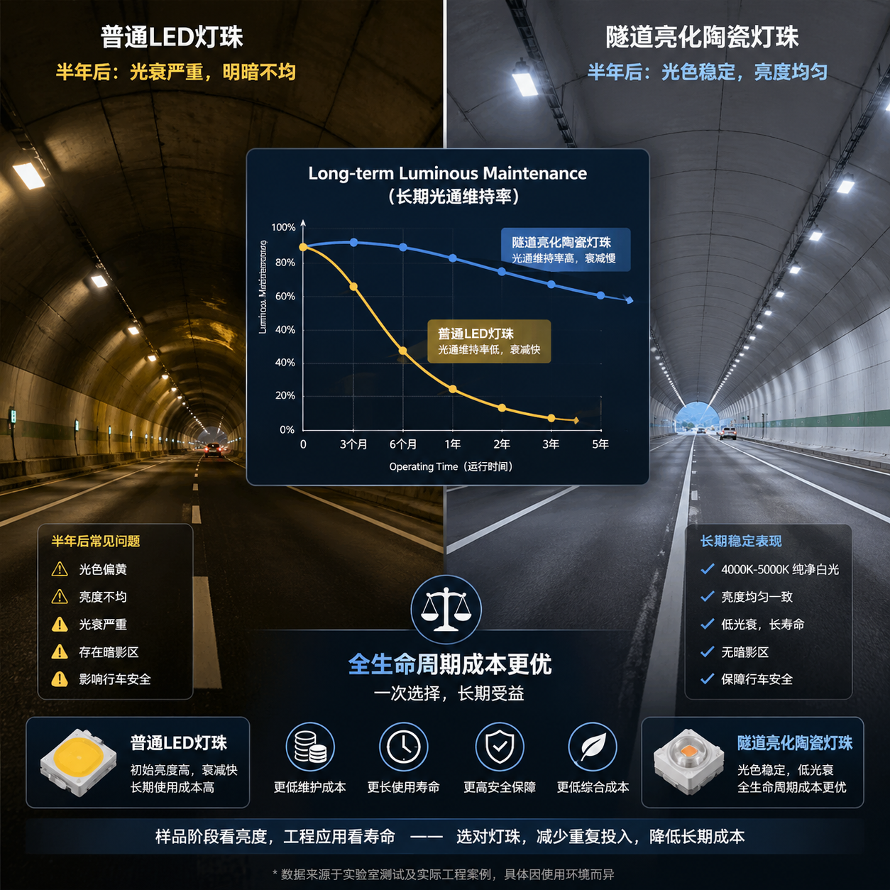 隧道亮化陶瓷灯珠怎么选：参数、优势与工程选型要点