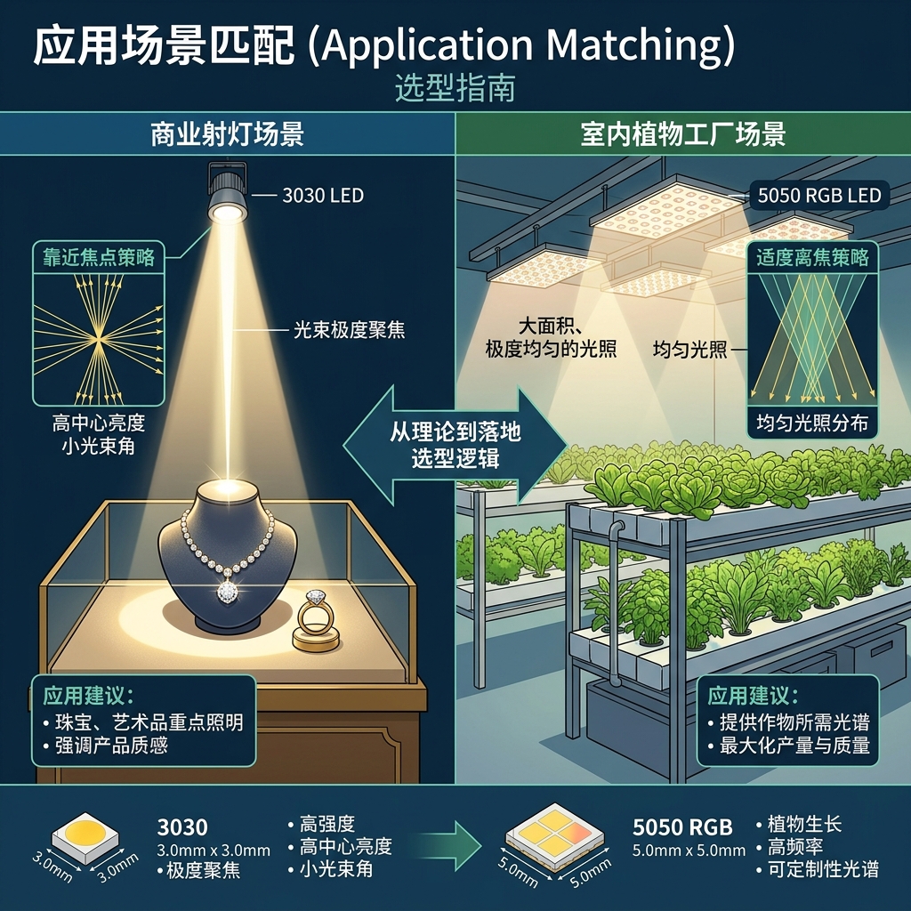 透镜与LED灯珠焦点位置图：深度解析光束角、光斑及选型指南