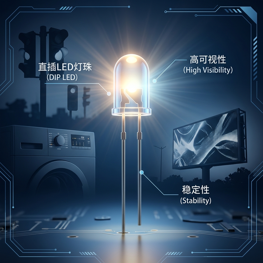 F5直插LED灯珠3D封面图，展示高可视性与结构牢固