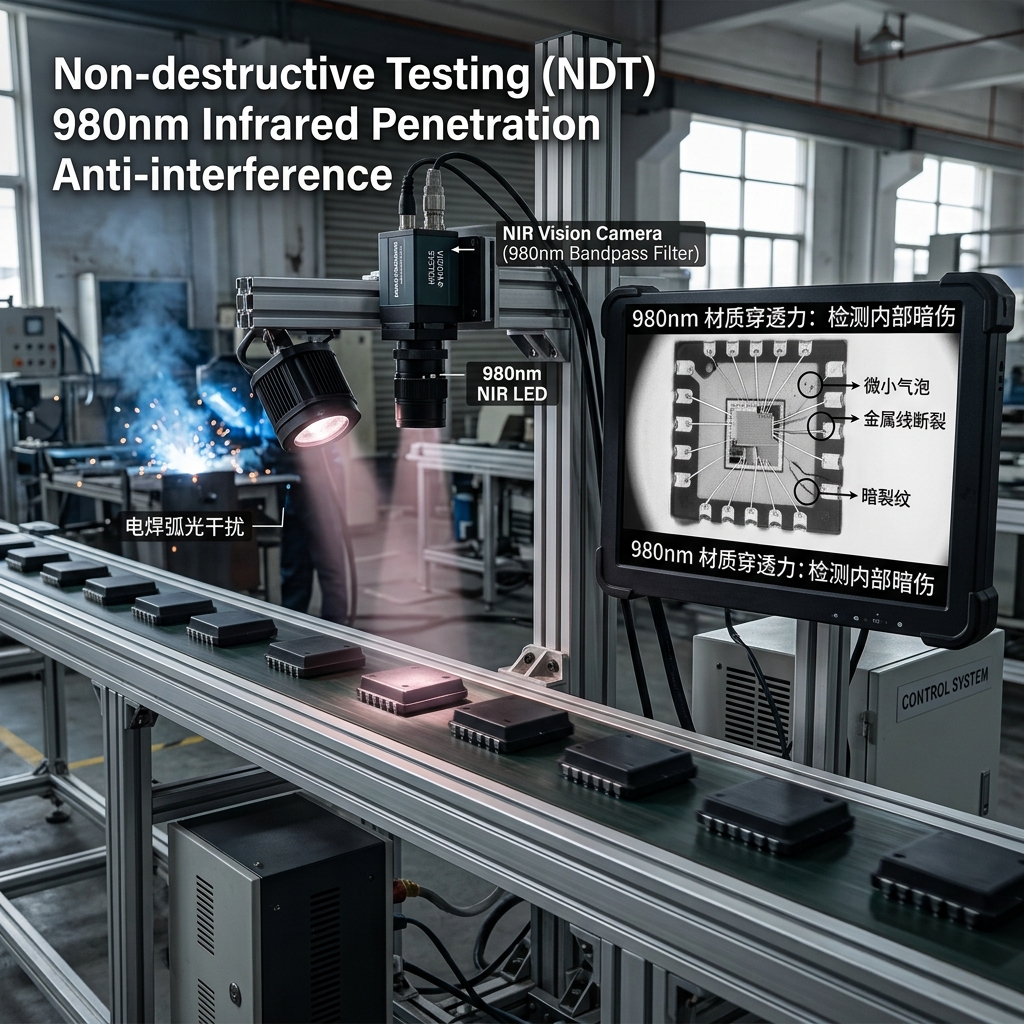 980nm近红外光源在工业机器视觉中穿透半导体元件检测内部缺陷