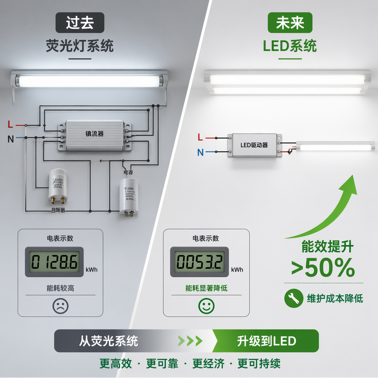 荧光照明电子元件：组成、选型、故障与LED升级指南