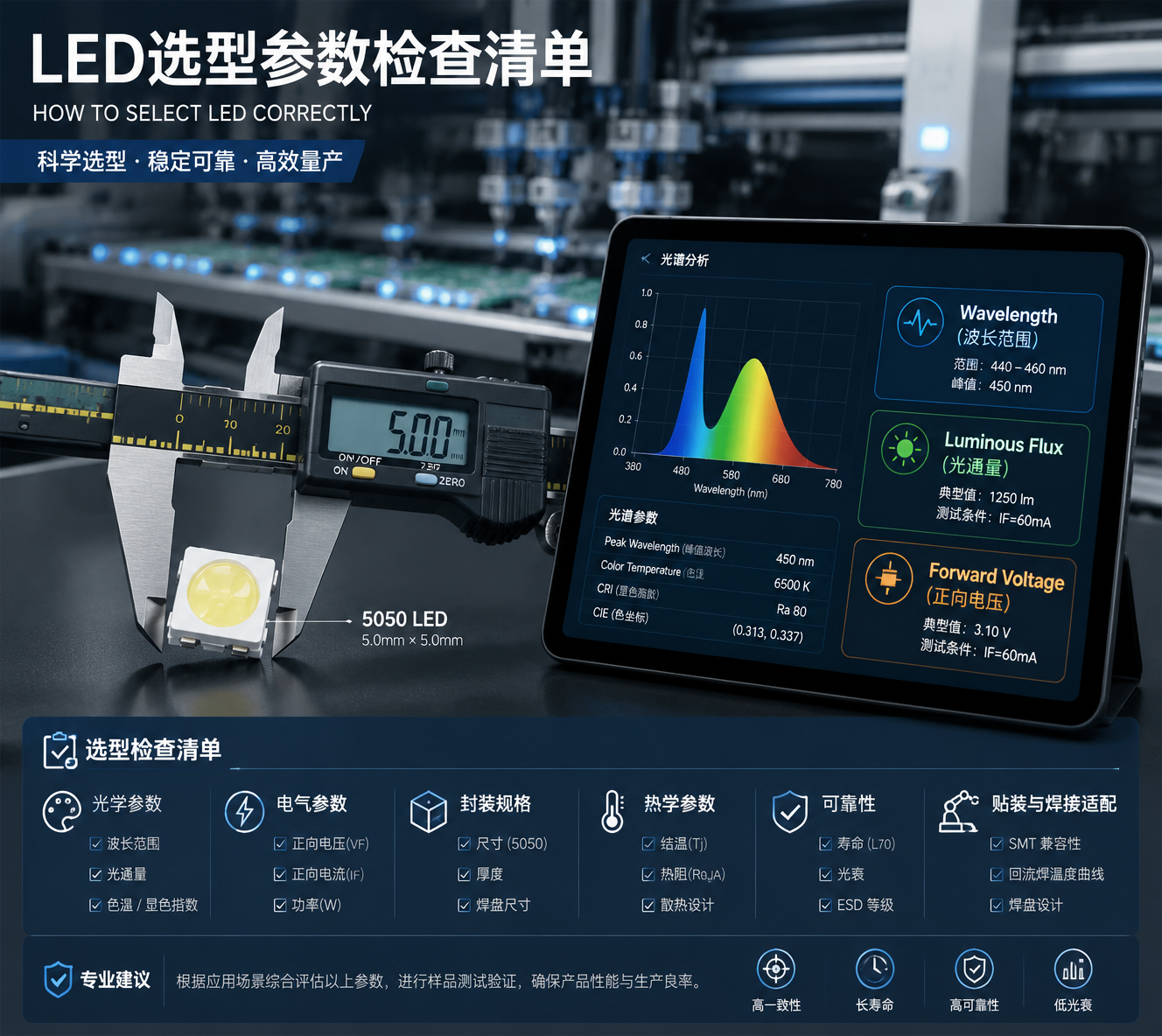 陶瓷5050单色款LED光源怎么选：优势、参数与应用场景