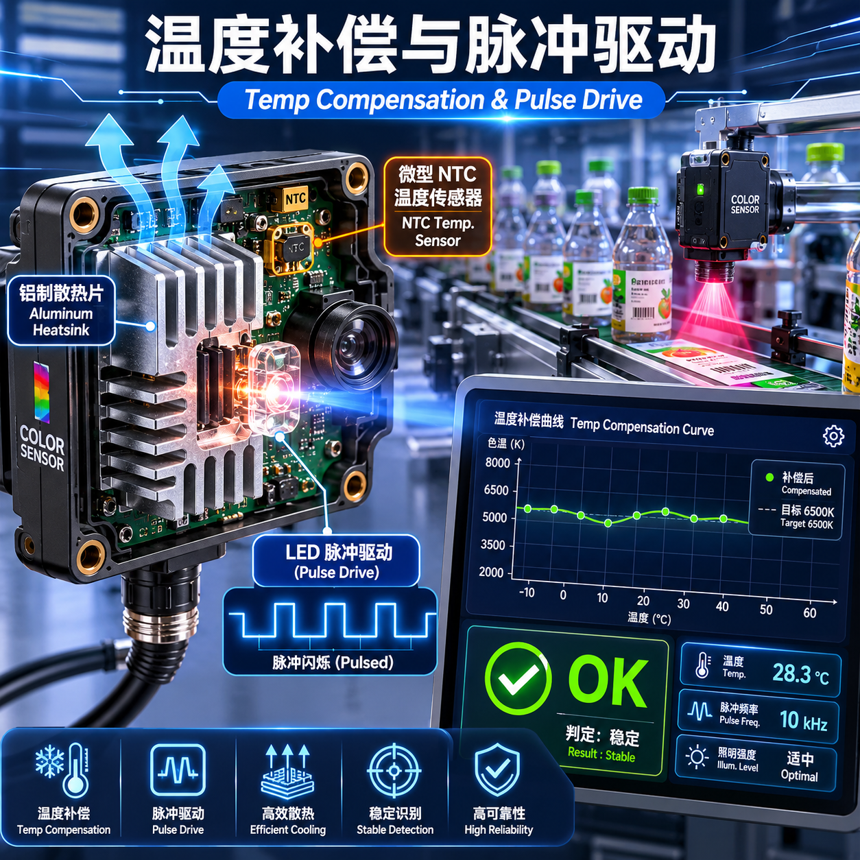 颜色传感器LED发热原理：升温为何影响测色精度