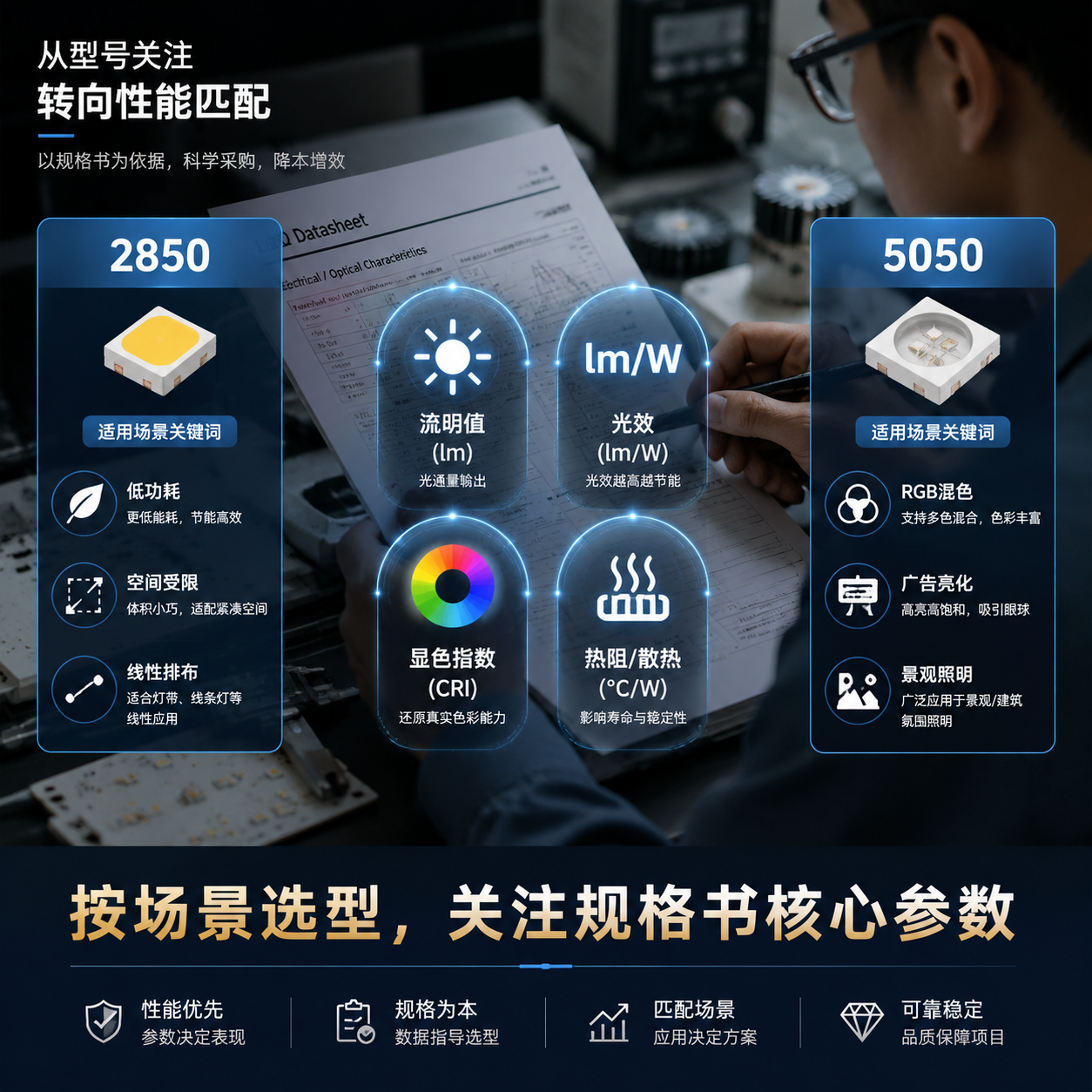 2850 5050灯珠怎么选？尺寸、亮度和应用区别