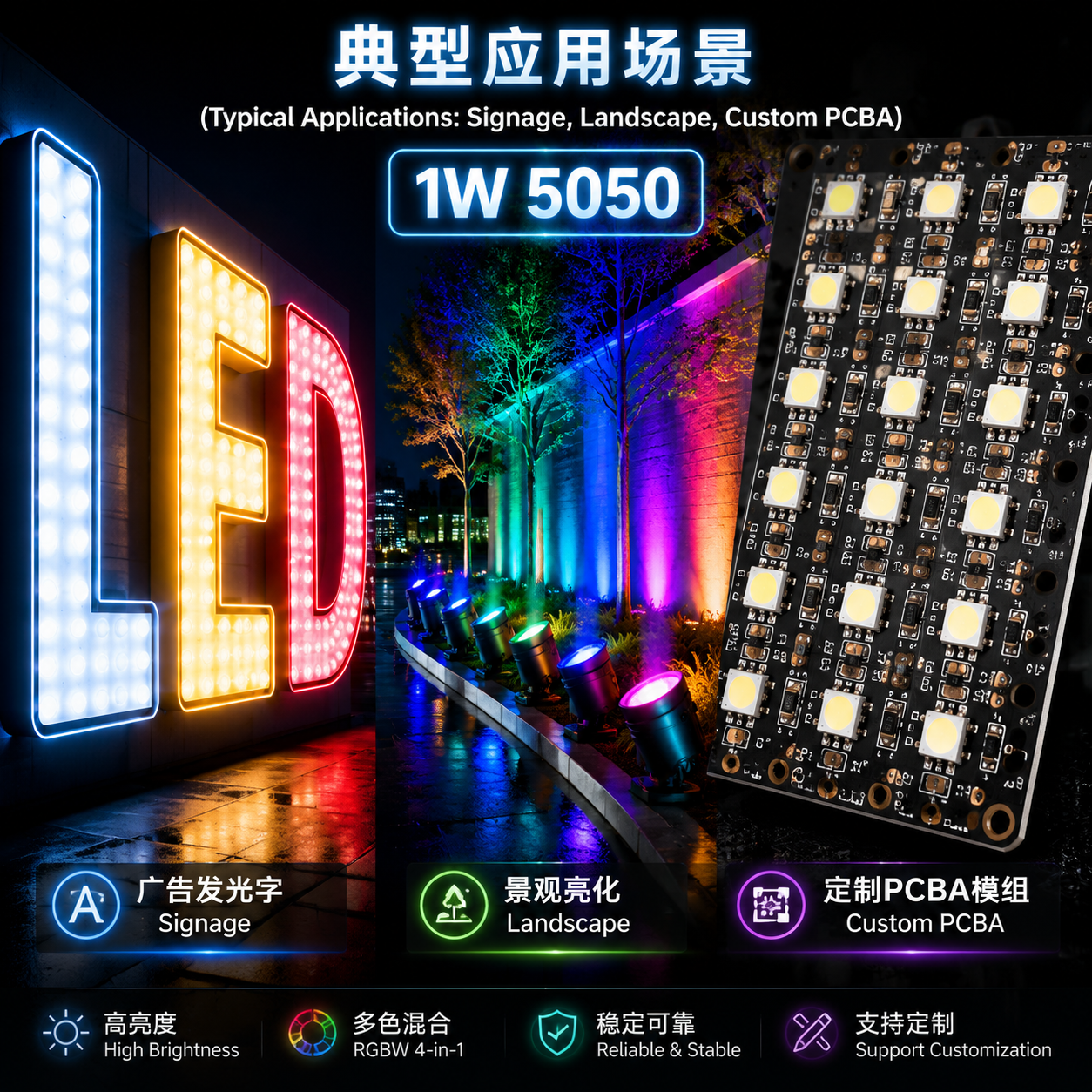 1W5050灯珠参数、亮度、接线与选型指南