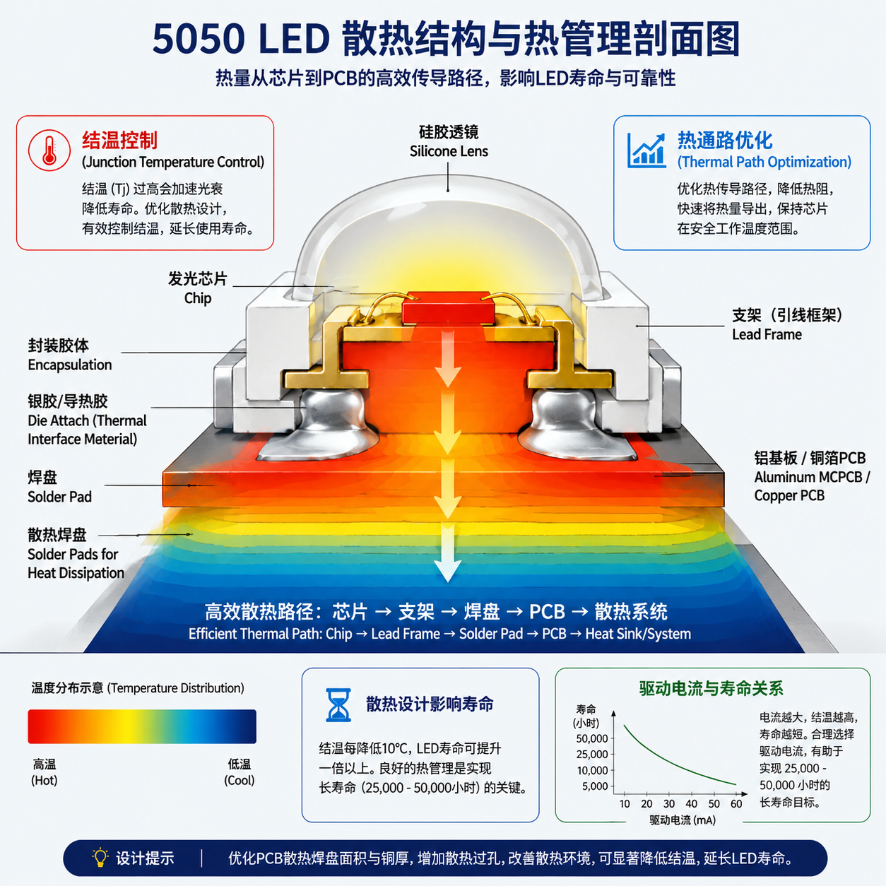 5050LED灯珠封装详解：尺寸、结构、参数与选型
