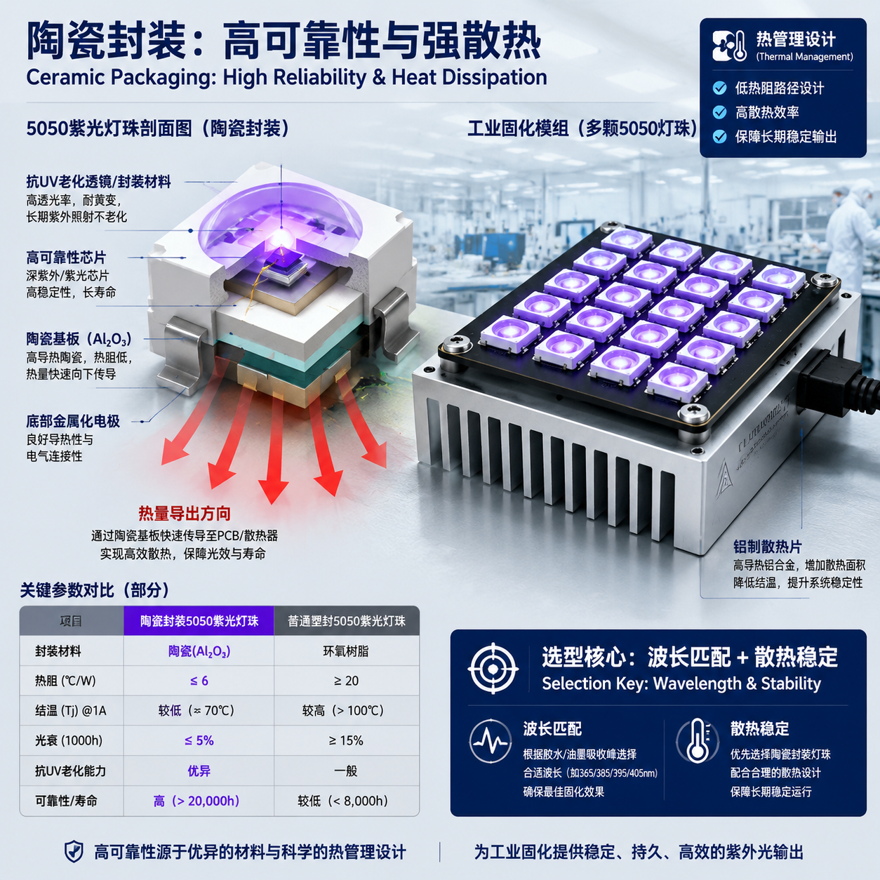 5050LED紫光灯珠怎么选：参数、用途与封装判断